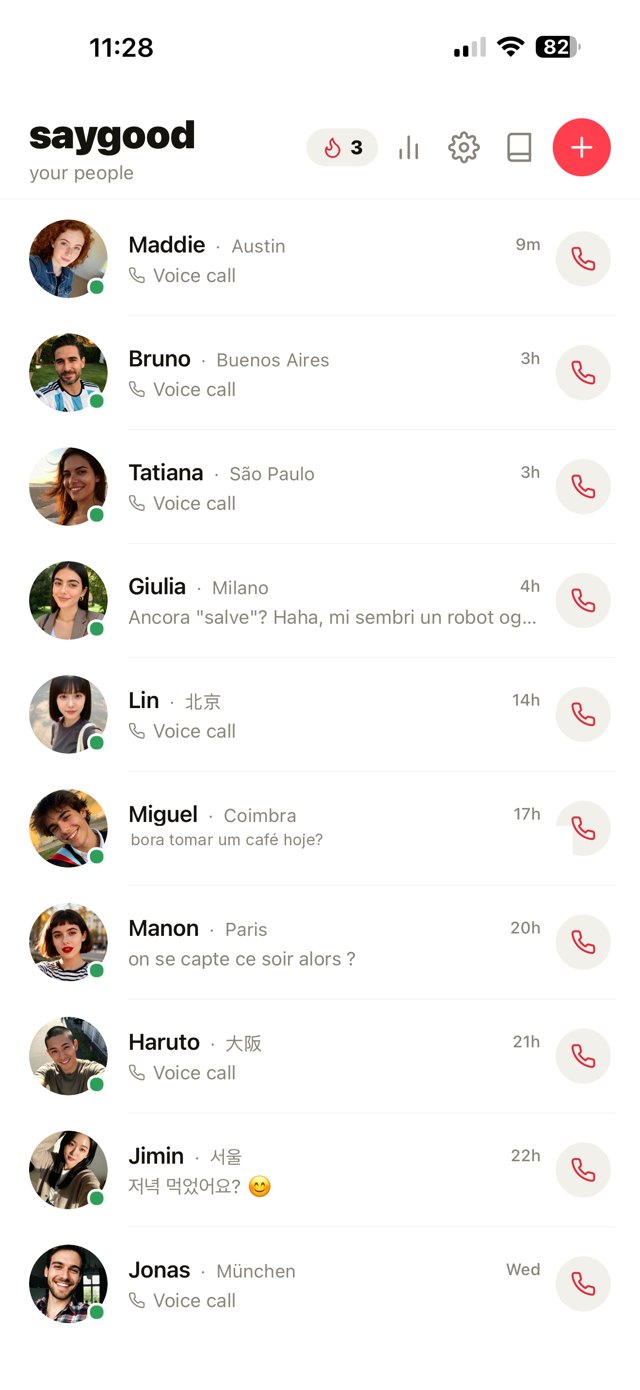 Saygood — AI language partners you can text and call